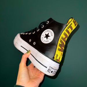 Women’s Platform Leather Converse Custom Made Off White - Size 6.5
